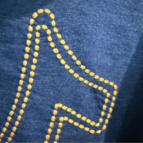 True Religion Men’s Large Navy Hoodie – Horseshoe Logo, yellow Stitching - Picture 3 of 5